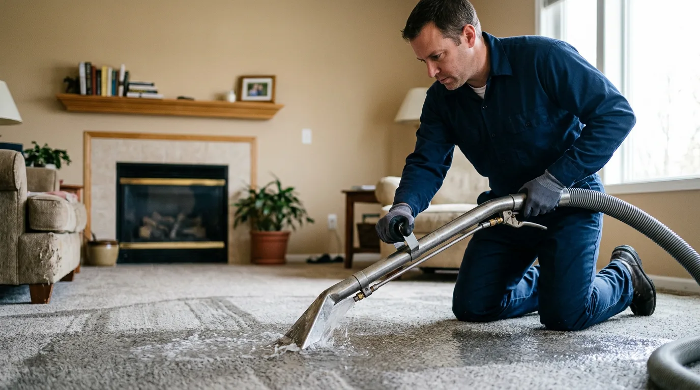 Water damage restoration technician working near Kingsley, PA